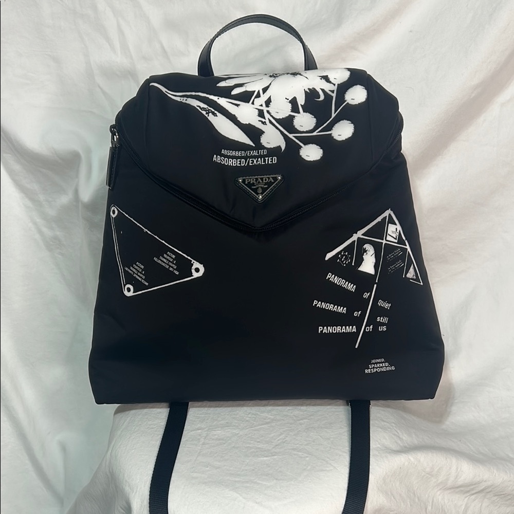 Prada Black Backpack Signaux Printed
